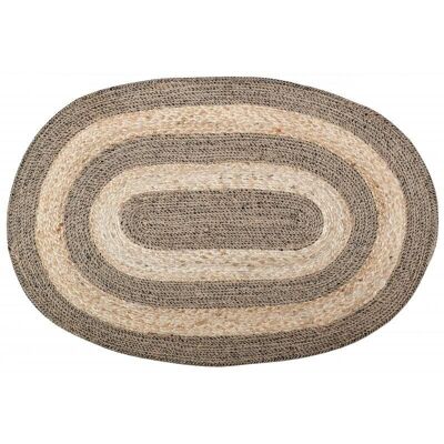 Natural and dyed jute oval rug-NTA2060