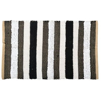 Natural jute and cotton striped rug-NTA2070