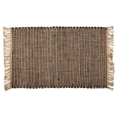 Natural and dyed jute rug with fringes-NTA2080