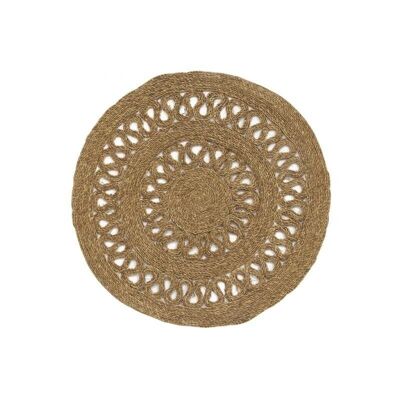 Tapis rond en jonc naturel ajouré-NTA2232