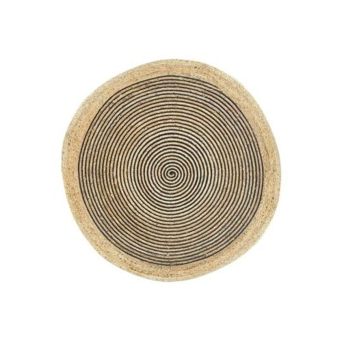 Tapis rond en jute et coton noir-NTA2252