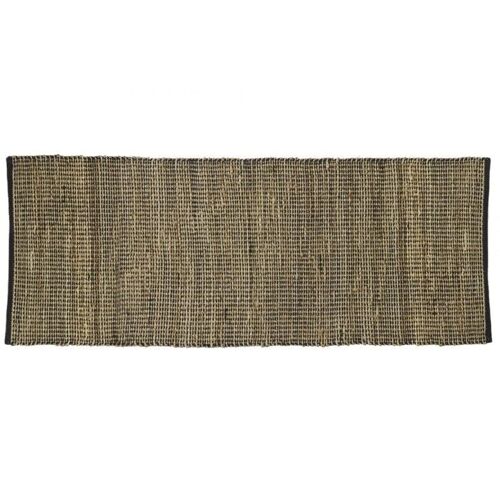 Tapis rectangulaire en jute et coton noir-NTA2280