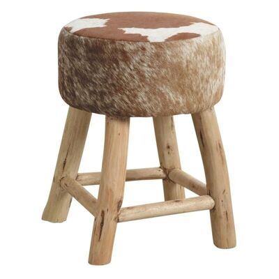 Stool in wood and cowhide-NTB1590C