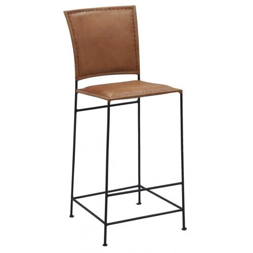 Tabouret de bar en cuir de chèvre et métal-NTB1610C