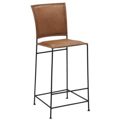 Bar stool in goat leather and metal-NTB1610C