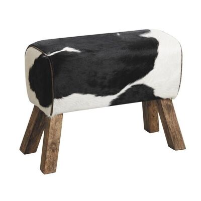 Stool in cowhide and wood-NTB1620C