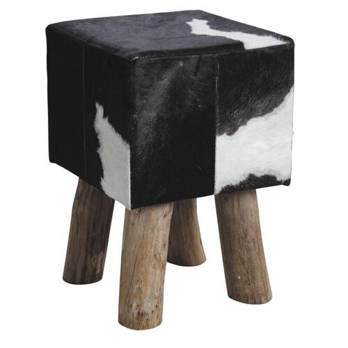 Tabouret carré en peau de vache-NTB1630C