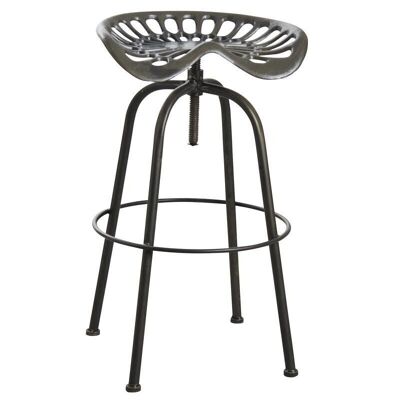 Antique Gray Metal Swivel Tractor Stool-NTB1731