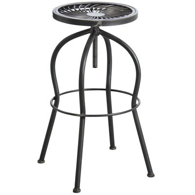 Swivel high stool in antique gray metal-NTB1741