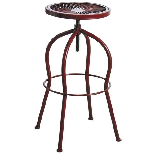 Tabouret haut pivotant en métal rouge antique-NTB1742