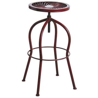 Swivel high stool in antique red metal-NTB1742