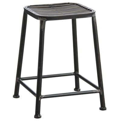 Square stool in antique gray metal-NTB1751