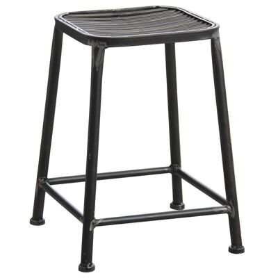 Tabouret carré en métal gris antique-NTB1751