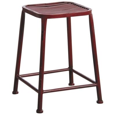 Square stool in antique red metal-NTB1752