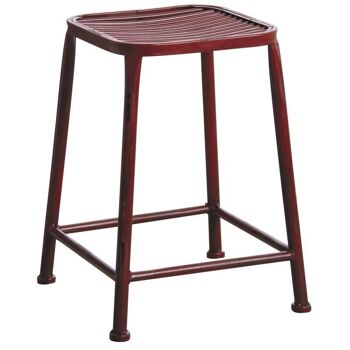 Tabouret carré en métal rouge antique-NTB1752