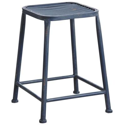 Square stool in antique blue metal-NTB1753