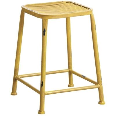 Square stool in antique yellow metal-NTB1754