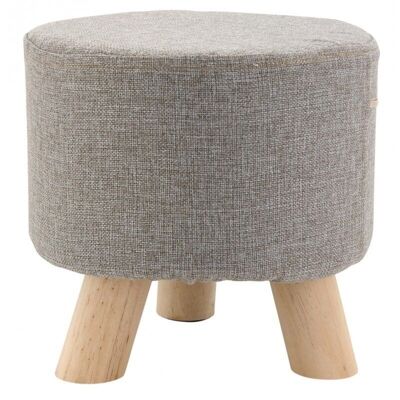 Tabouret bas en coton et bois-NTB1770C