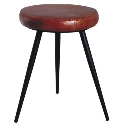 Stool in goat leather and metal-NTB1810C