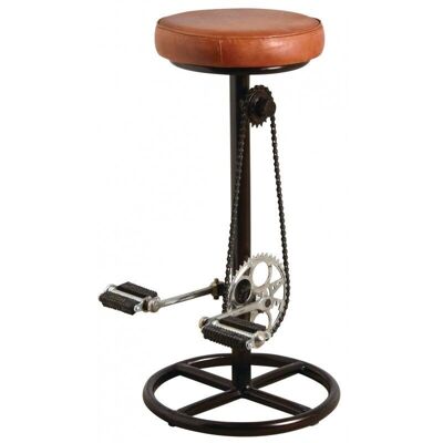 Bicycle stool in goat leather and metal-NTB1950C