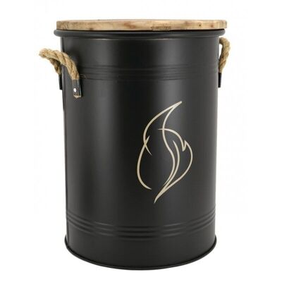 Stool and pellet bucket in black metal Flame-NTB2060