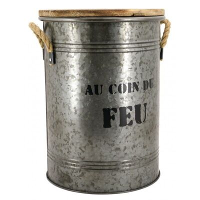 Metal Stool and Pellet Bucket Au coin du Feu-NTB2080