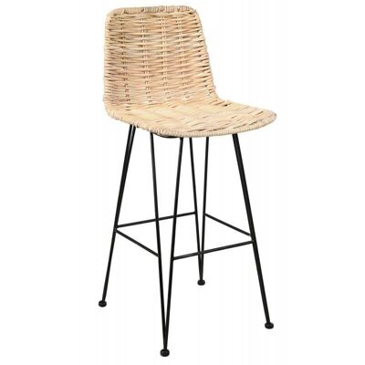 Bar stool in natural poelet and metal-NTB2100