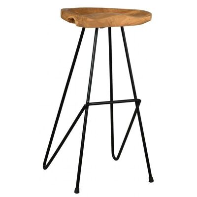 Bar stool in teak and metal-NTB2140