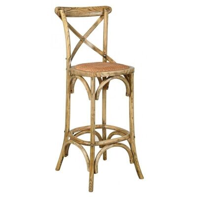 Aged elm and rattan bar stool-NTB2160