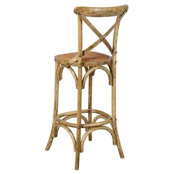 Tabouret de bar en orme vieilli et rotin-NTB2160 2