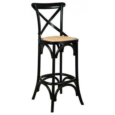 Tabouret de bar en bouleau laqué et rotin-NTB2170