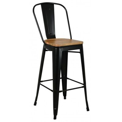 Industrial stool in metal and oiled elm wood-NTB2200