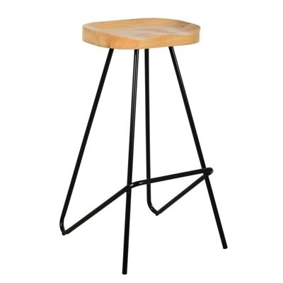 Bar stool in metal and oiled elm wood-NTB2230