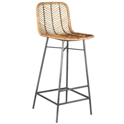 High stool in metal and rattan-NTB2260