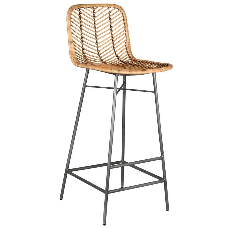 Hoher Hocker aus Metall und Rattan-NTB2260