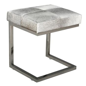 Tabouret design en peau de vache et acier brossé-NTB2310 1