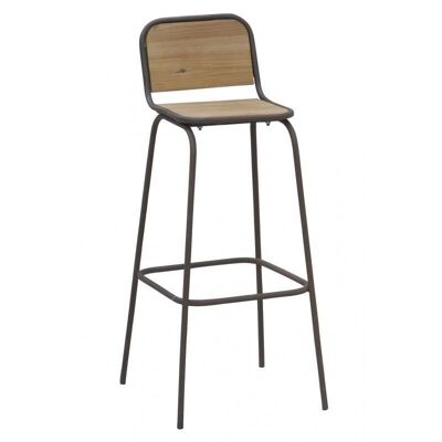 Pine and metal industrial bar stool-NTB2330