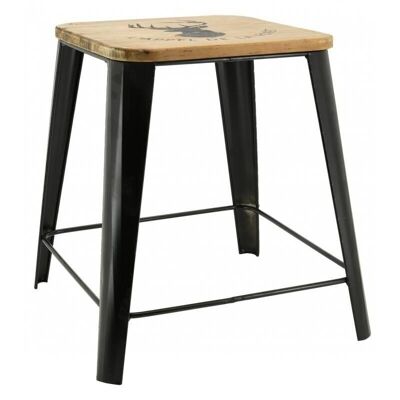 Stool in metal and wood The call of the forest-NTB2340