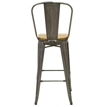 Tabouret de bar en acier brossé et bois d'orme huilé-NTB2390 3