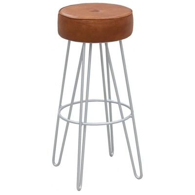 Stool in metal and leather-NTB2540