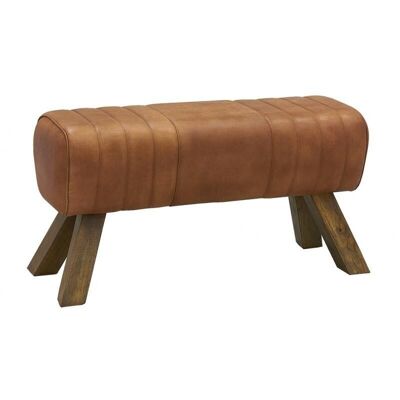 Leather and wood stool-NTB2550
