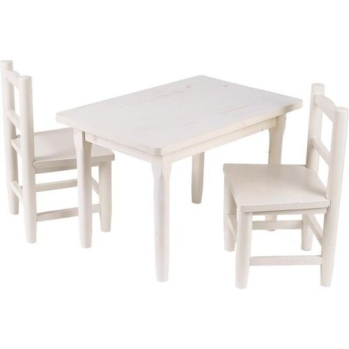 Table enfant et chaises en pin blanchi-NTE107S