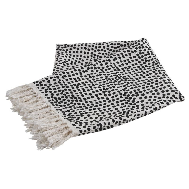 Plaid aus weißer Baumwolle mit schwarzen Punkten-NTX1110C