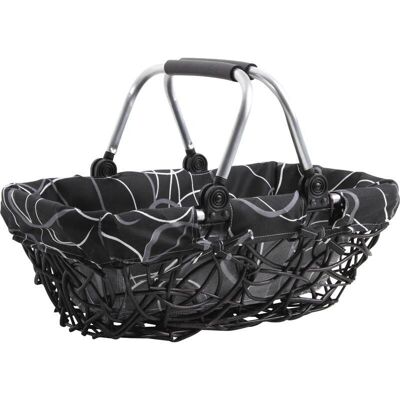 Wicker and aluminum basket with mobile handles-PAM2770C
