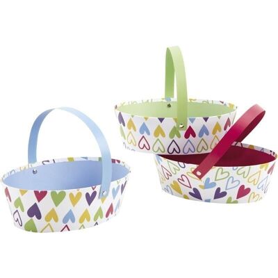 Cardboard basket with hearts pattern-PAM2840