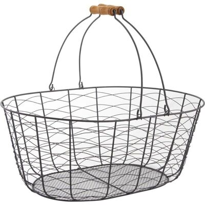 Basket with mobile handles in aged black metal-PAM2880