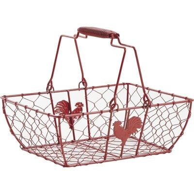 Red lacquered metal basket-PAM3160