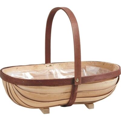 Stained wood basket-PAM3170P