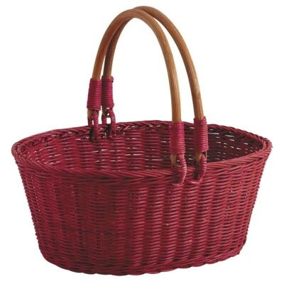 Red stained rattan basket-PAM3360
