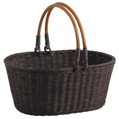 Brown stained rattan basket-PAM3370
